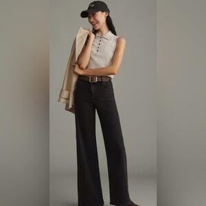 FRAME Le Slim Palazzo High-Rise Wide-Leg Jeans in Black Denim